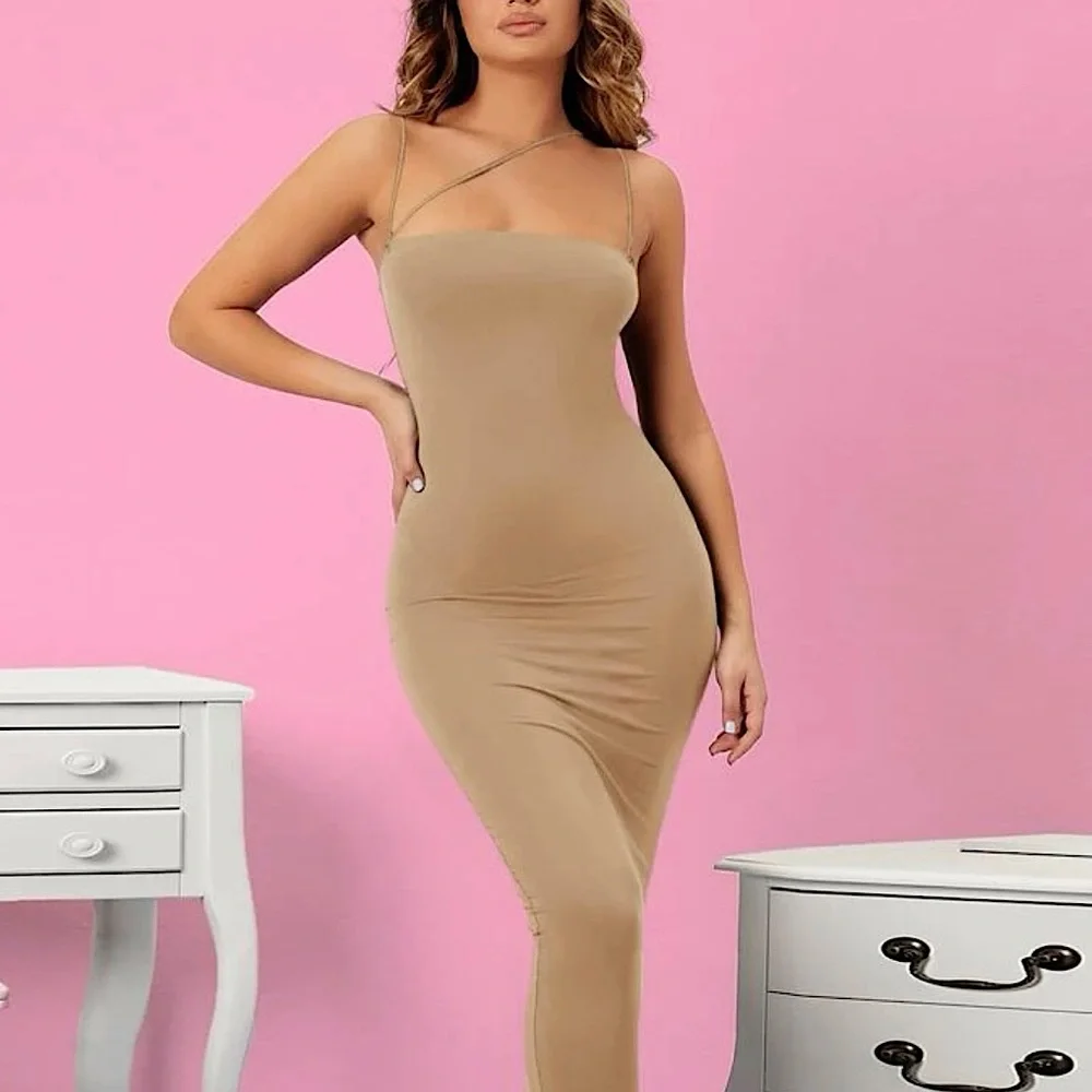 Shein Dresses | Nude Double Strapy Bodycon Dress | Color: Cream | Size: L | Pm-26735041's Closet